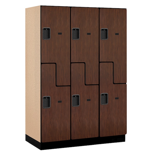 2 Tier 'S' Designer Locker, 54"Wx76"Hx21"D, 6 Door, Mahogany